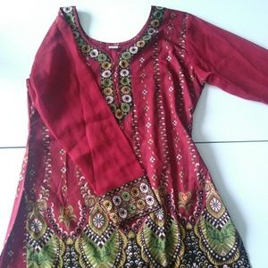 Intricate Red Indian Kurta Shirt